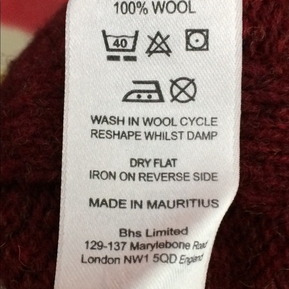 UK-L Vintage BHS Burgundy Wool Sweater - Picture 6 of 6